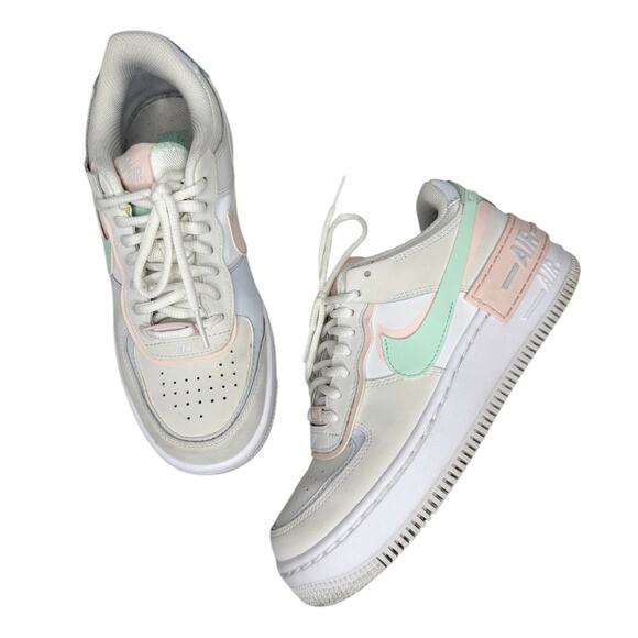 Nike Air Force One AF1 Sneaker Trainer Shadow Mint Peach 6.5 - Picture 1 of 12